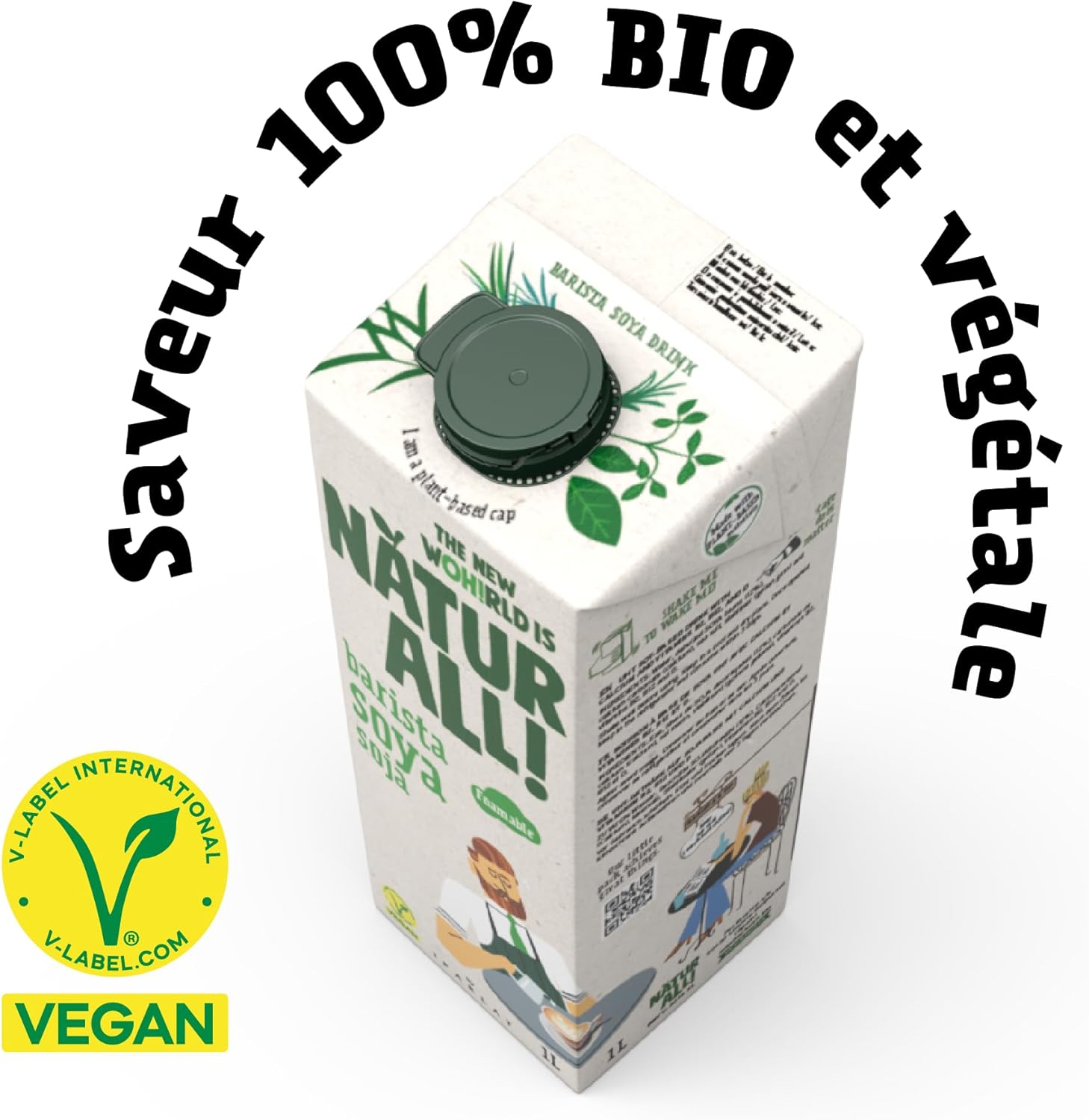 Natur All | Barista Soya Drink 1L - Delicious Fluffy And Light Foam, With Calcium And Vitamins, 100% Plant-Based, Vegan (6 Unit Box)