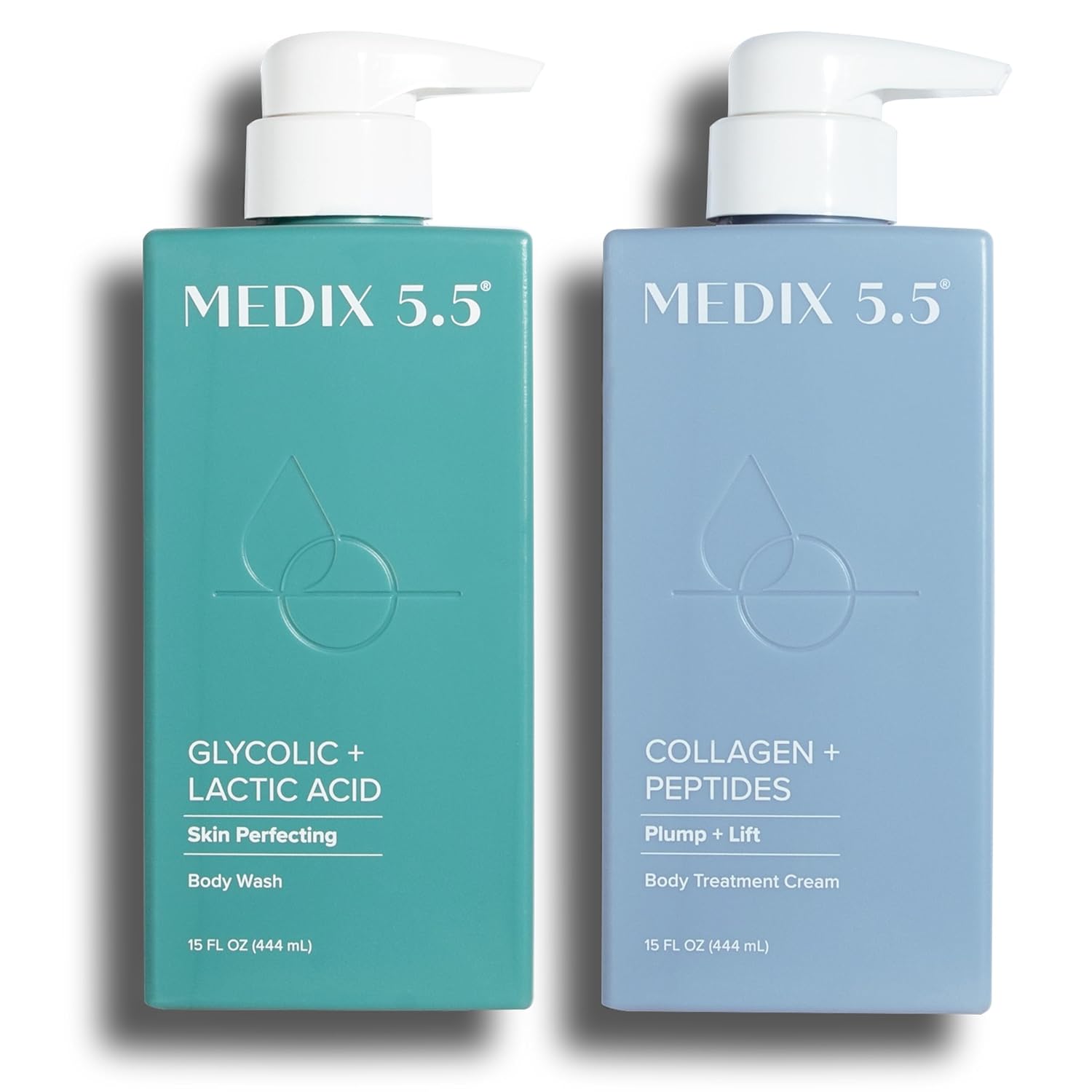 Medix 5.5 Collagen Firming Body Treatment Cream + Glycolic Acid Exfoliating Body Wash Set