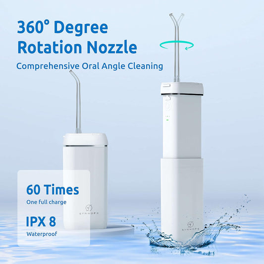 Water Flosser [ Mini Cordless Portable ] Oral Irrigator Water Teeth Cleaner Pick, Telescopic Water Tank, 3 Modes & Ipx7 Waterproof, Home & Travel Water Floss For Teeth, Braces Bridges Care (Black)