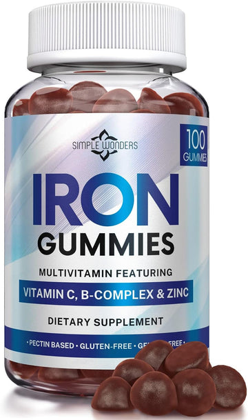 Iron Gummies for Women, Men & Kids - Iron Supplement with Vitamin C, A, Vitamins B Complex, Biotin & Zinc - Multivitamin Chewable Iron Gummies for Adults - Alternative to Iron Pills, Capsules, Tablets