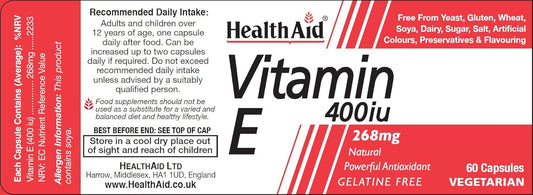 HealthAid Vitamin E 400iu - 60 Vegicaps : Amazon.co.uk: Health & Personal Care