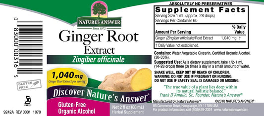Nature's Answer Ginger Root Extract Supplement with Organic Alcohol, 2- s | Supports Digestion
