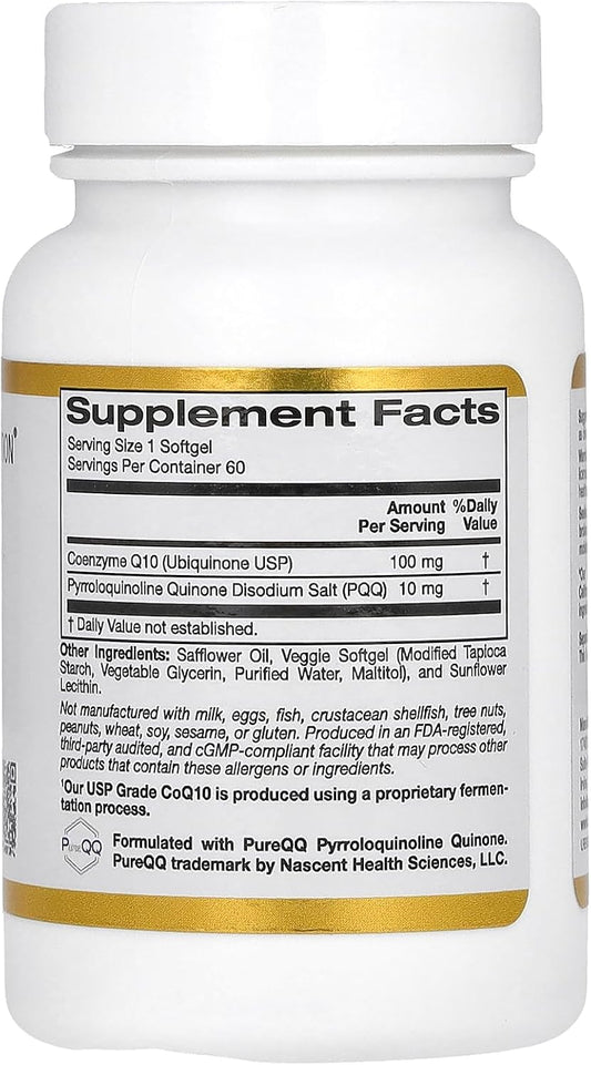 California Gold Nutrition Coq10 With Pqq, 100 Mg, 60 Veggie Softgel