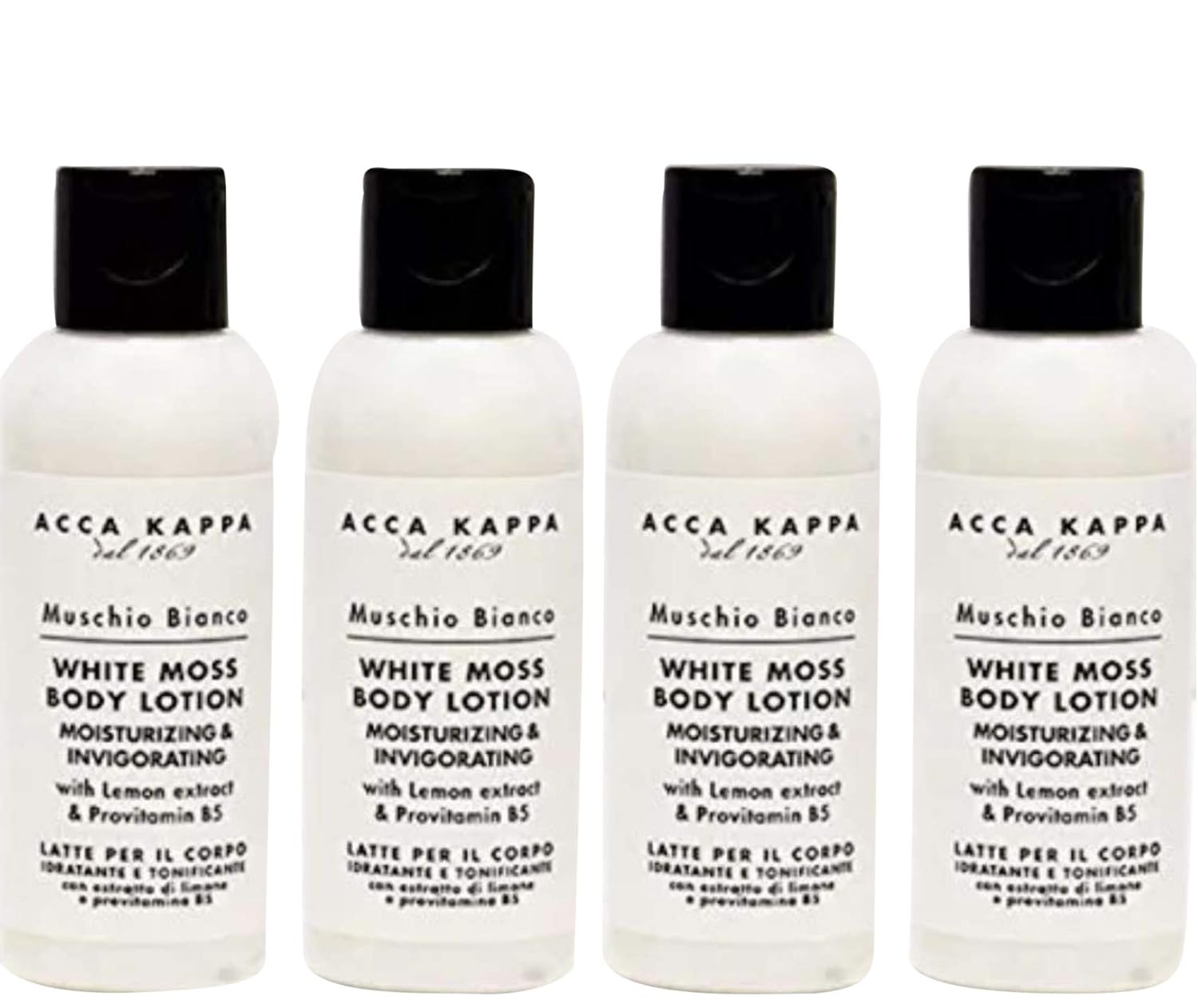 Acca Kappa White Moss Body Lotion Travel Bottles Set Of 4 - Hotel Ammenity Collection