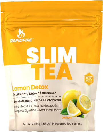 Rapid Fire Slim Tea 14 Day Herbal Teatox, Blend of Natural Herbs and Botanicals, Supports Healthy Weight Management, Supports Metabolism, Delicious Lemon Flavor, 14 Servings