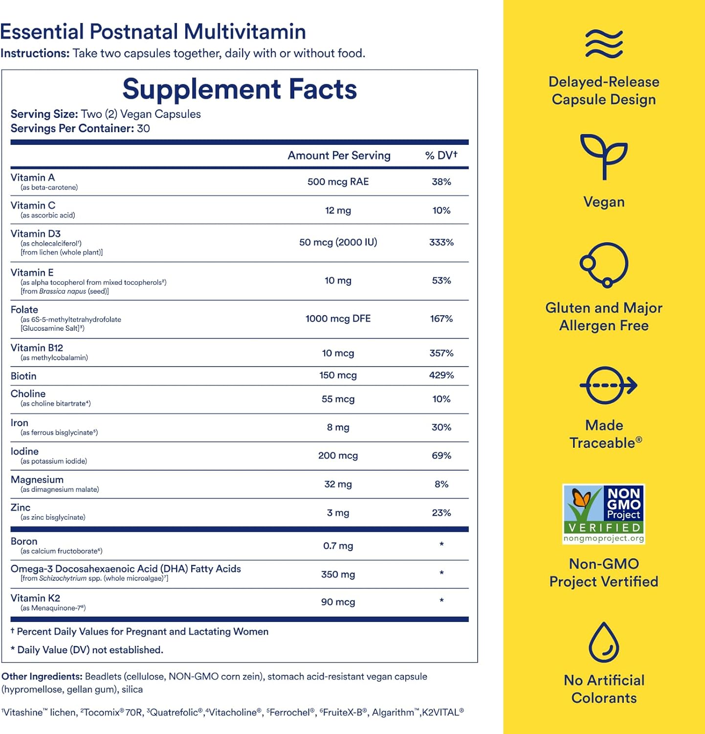 Ritual Postpartum Essentials Multivitamin - Postnatal Vitamin with Omega-3 DHA & Choline for Lactation Support, Vitamin A, C, D3 & Zinc for Immune Function Support*, B12, Iodine, Biotin, Mint Essenced : Health & Household