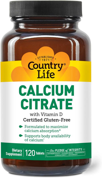 Country Life Calcium Citrate with d, 120-Count (Pack of 2)