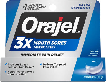 Orajel 3X For Mouth Sores: Maximum Strength Gel Tube 0.42Oz- From #1 Oral Pain Relief Brand
