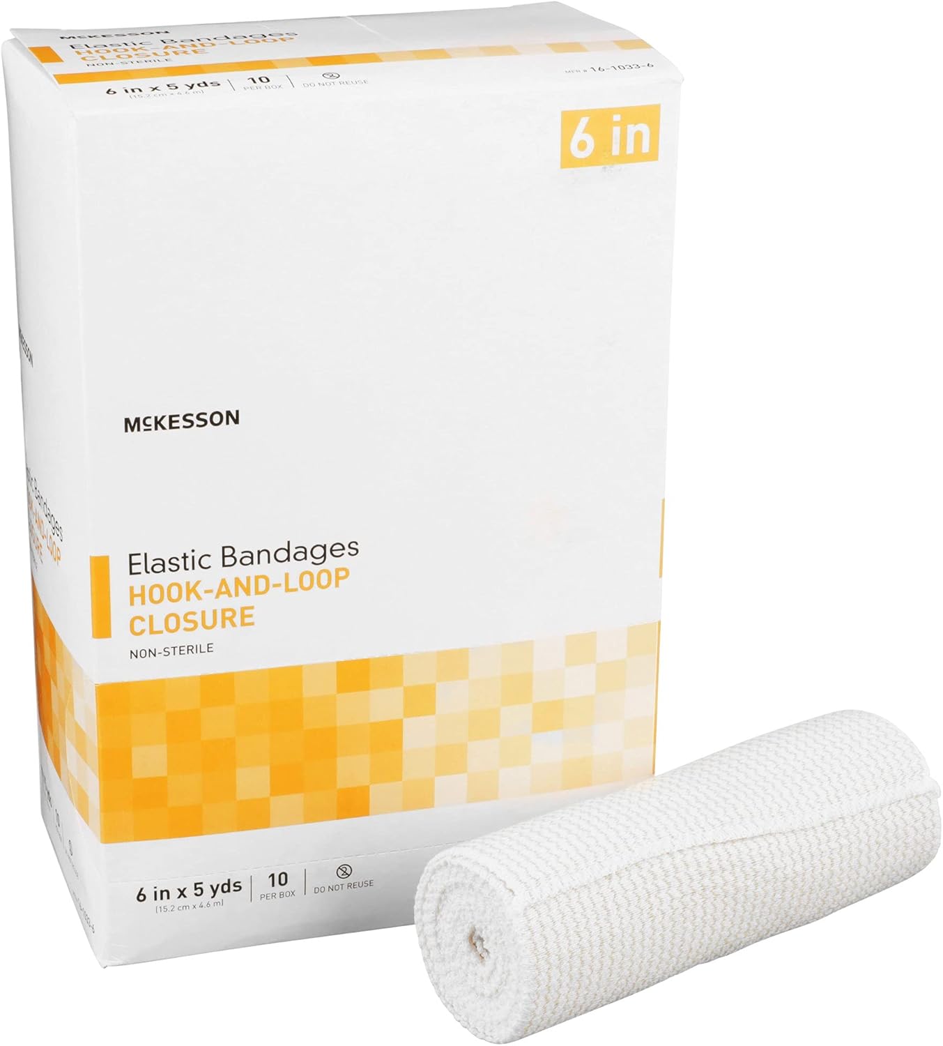 Mckesson Elastic Bandages, Non-Sterile, Hook And Loop Closure, 6 In X 5 Yd, 10 Count, 5 Packs, 50 Total