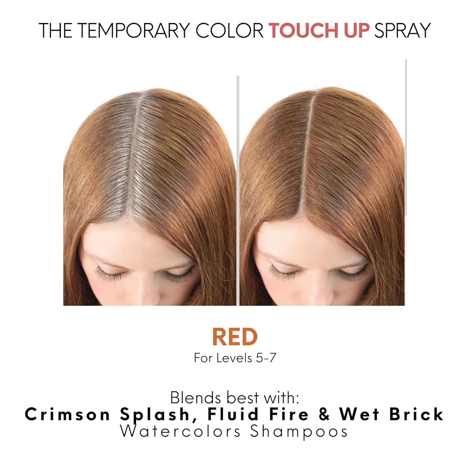 Watercolors Temporary Haircolor Touch Up Spray Dye - Covers Gray Roots in Seconds, Color Root Concealer and Gray Hair Cover Up (RED) : Beauty & Personal Care