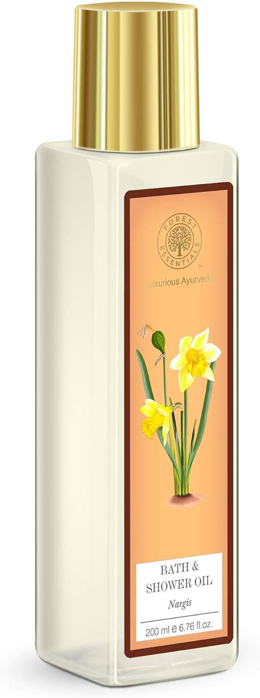 Forest Essentials Nargis Moisture Replenishing Bath And Shower Oil, 200Ml