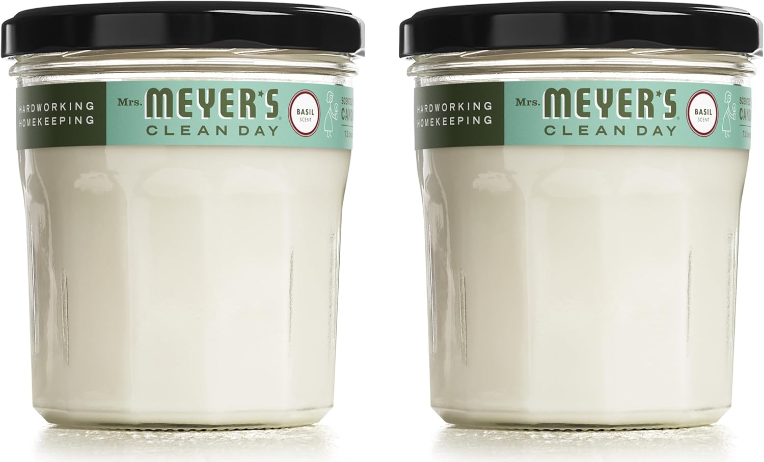 Mrs. Meyer'S Clean Day Scented Soy Candle, Large Glass, Basil, 7.2 Oz, (Pack Of 2)