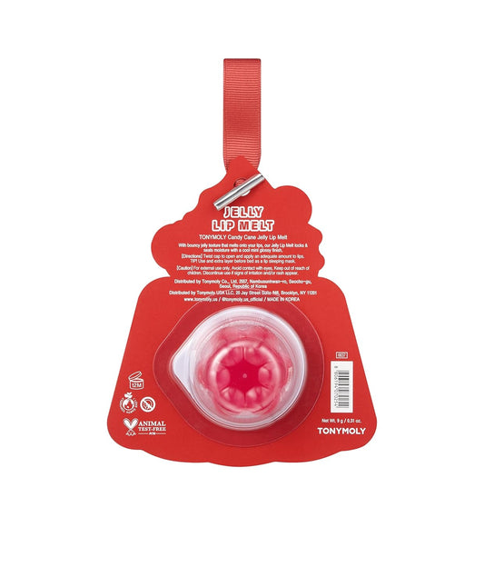 Tonymoly Candy Cane Jelly Lip Melt Ornament, Limited Edition Holiday Flavors, 9G