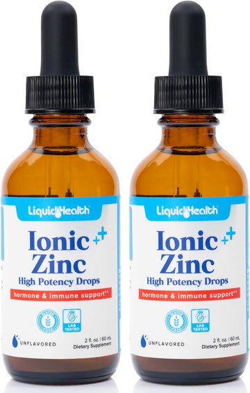 LIQUIDHEALTH Ionic Zinc 15mg, 2 Oz Zinc Liquid, Pure Zinc Vitamin Drop