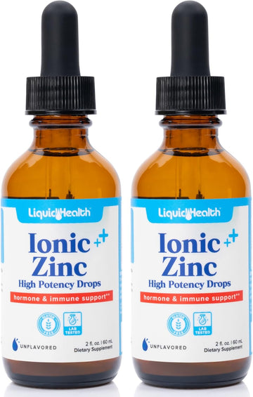 Liquidhealth Ionic Zinc 15Mg, 2 Oz Zinc Liquid, Pure Zinc Vitamin Drops, Liquid Vitamin Zinc Supplement, Zinc Sulfate Heptahydrate For Adults, Men & Women, Toddler Zinc For Kids 4 & Up (2 Pack)