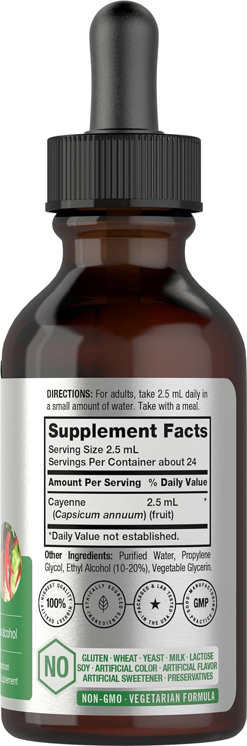 Horbach Cayenne Pepper Liquid Extract | 2 fl oz | Vegetarian, Non-GMO, Gluten Free Supplement