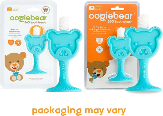 oogiebear Infant-to-Toddler Training Toothbrush - 0-2 Years - 360° Soft Silicone, Promotes Independent Brushing, Baby & Kids Health - Teddy Bear Design for Oral Care