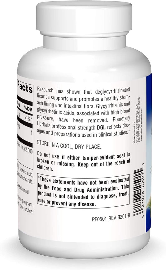 Planetary Herbals DGL Deglycyrrhizinated Licorice, Supports a Healthy Stomach Lining,200 Tablets