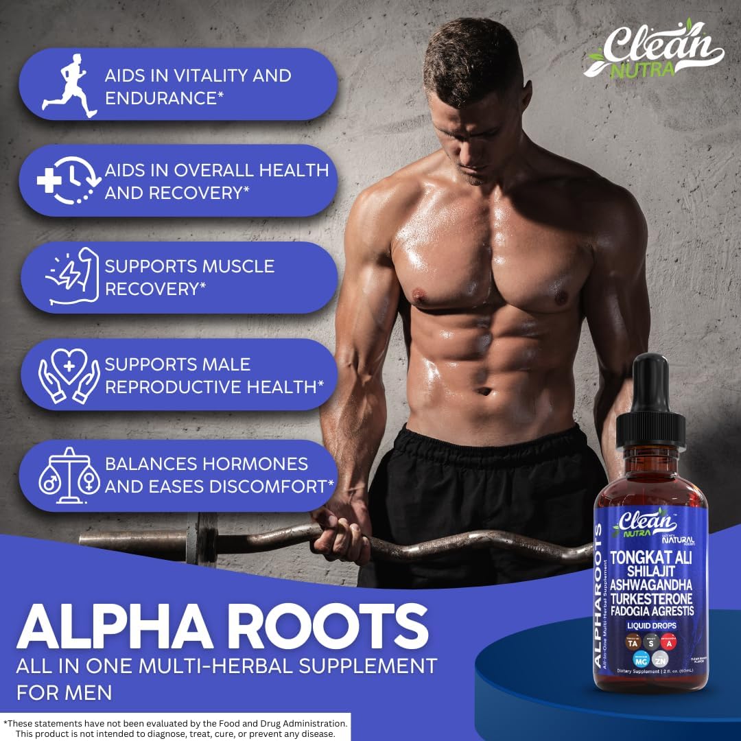 Tongkat Ali Liquid Drops Shilajit, Ashwagandha, Turkesterone, Fadogia Agrestis, Magnesium, Irish Sea Moss, And Zinc Herbal Supplement By Clean Nutra : Health & Household