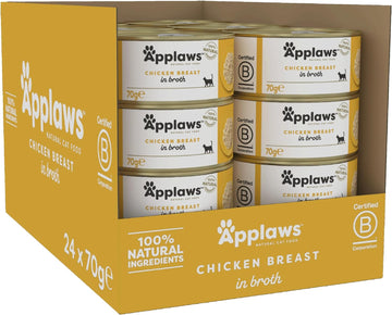 Applaws 100% Natural Wet Cat Food, Chicken Breast in Broth 70 g Tin?, 24 x 70 g Tins?9104464