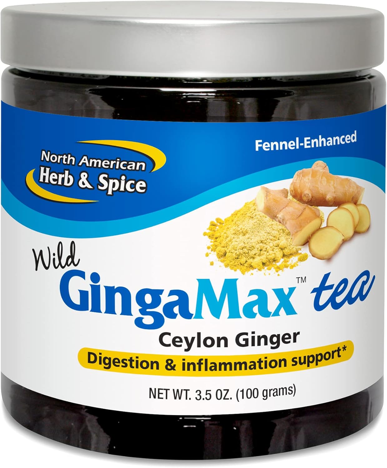 North American Herb & Spice Gingamax Tea - 3.5 Oz - Ceylon Ginger - Digestion Support, Immunity, Overall Health - Non-Gmo - 50 Servings