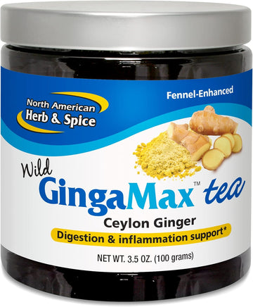 North American Herb & Spice Gingamax Tea - 3.5 Oz - Ceylon Ginger - Digestion Support, Immunity, Overall Health - Non-Gmo - 50 Servings