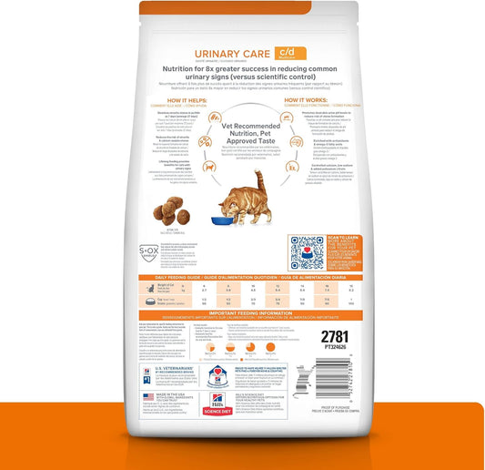 Hill'S Prescription Diet C/D Multicare Urinary Care With Ocean Fish Dry Cat Food, Veterinary Diet, 4 Lb. Bag