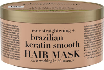 Ogx Brazilian Keratin Smooth Hair Mask (300 Ml) Moisturising Hair Mask With Keratin Protein For Frizzy, Curly Or Wavy Hair