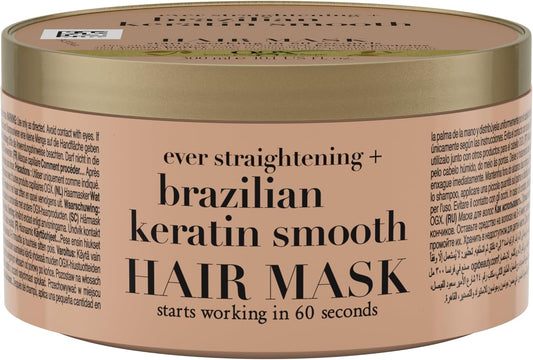 Ogx Brazilian Keratin Smooth Hair Mask (300 Ml) Moisturising Hair Mask With Keratin Protein For Frizzy, Curly Or Wavy Hair