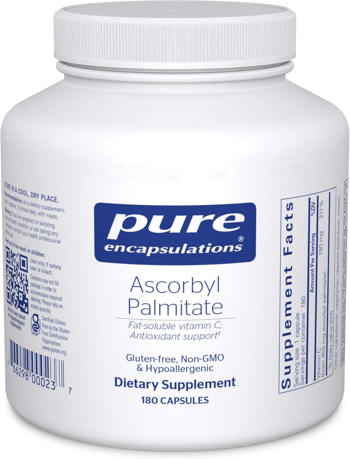 Pure Encapsulations Ascorbyl Palmitate | Vitamin C Supplement to Support Iron Absorption and a Healthy Immune System* | 180 Capsules