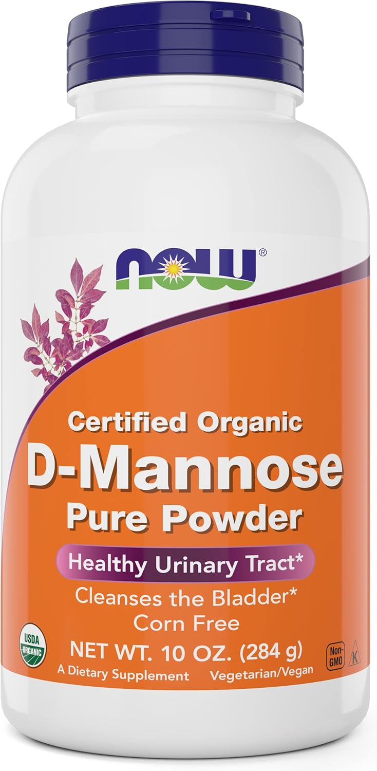 NOW Foods Pure, Organic D-Mannose  Powder - Bladder Cleanse and Urinary Tract Health Supplement - Non-GMO - Vegan Friendly - 2000mg / 2 Grams per Serving