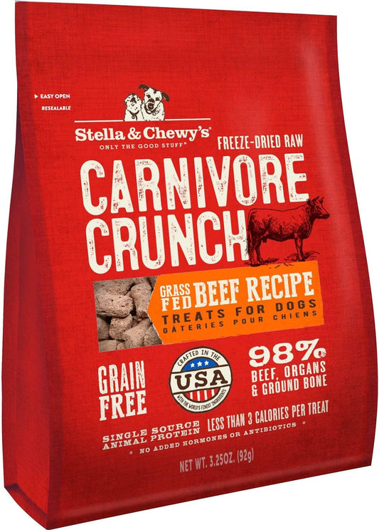 Stella & Chewy's Carnivore Crunch Beef, Freeze-Dried Dog Treats 3.25oz bags (Pack of 3) : Pet Snack Treats : Pet Supplies