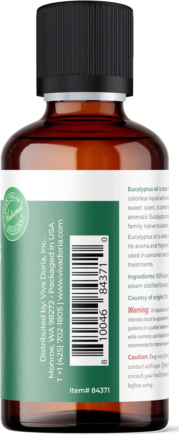 Viva Doria Pure Eucalyptus Globulus Essential Oil, Food Grade, 4 Fl Oz (118 ml) : Health & Household