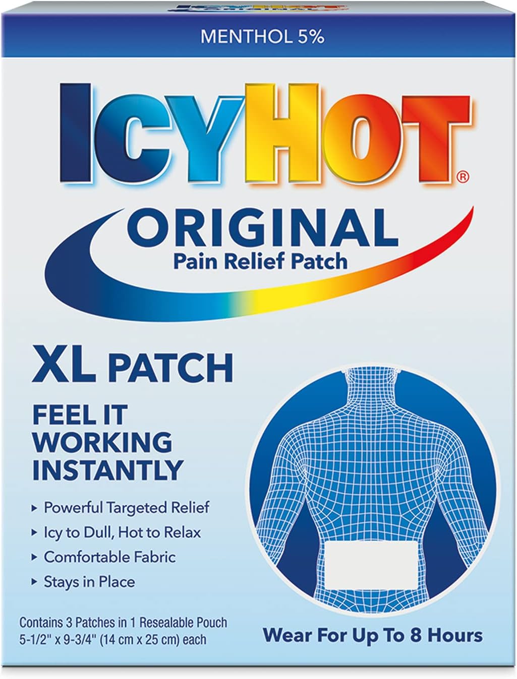 Icy Hot Medicated Patch XL 3-Count (Pack of 2) Extra Strength Pain Relief Patch for Back and Large Areas