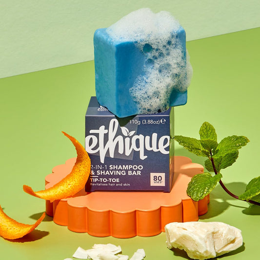 Ethique Tip-To-Toe - 2-In-1 -Solid Shampoo & Shaving Bar - Vegan, Eco-Friendly, Plastic-Free, Cruelty-Free,3.88 oz (Pack of 1)
