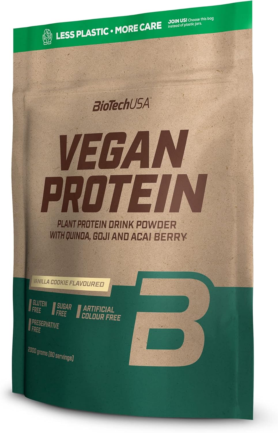Biotechusa Vegan Protein | Rice And Pea-Based Shake With Superfoods And Amino Acids | Sugar, Lactose, And Gluten-Free, 2 Kg, Vanilla Cake