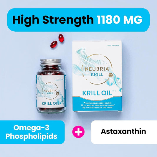 Neubria Krill Oil Advanced Omega 3 Supplement - High Strength 1180Mg - Phospholipids, Epa & Dha With Astaxanthin And Choline - Fish Oil Alternative, Cognitive Formula - Antarctic Krill - 60 Softgels