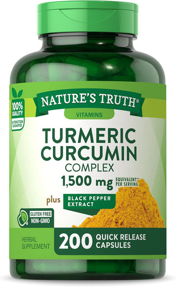 Nature'S Truth Turmeric Curcumin Complex | 1500Mg | 200 Capsules | With Black Pepper Extract | Non-Gmo & Gluten Free Supplement