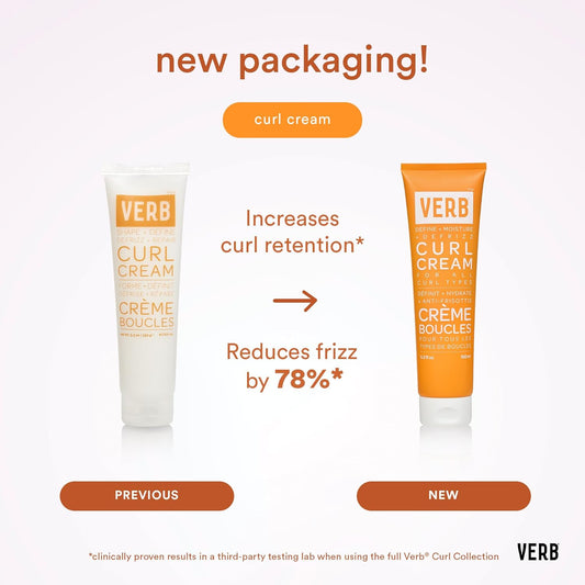 Verb Curl Cream – Vegan Curl Styling Cream – Lightweight Leave In Curl Defining Cream – Anti-Frizz Curl Cream Provides Shape, Softness And Hold – Paraben Free, Sulfate Free Curl Styler, 5.3 Fl Oz