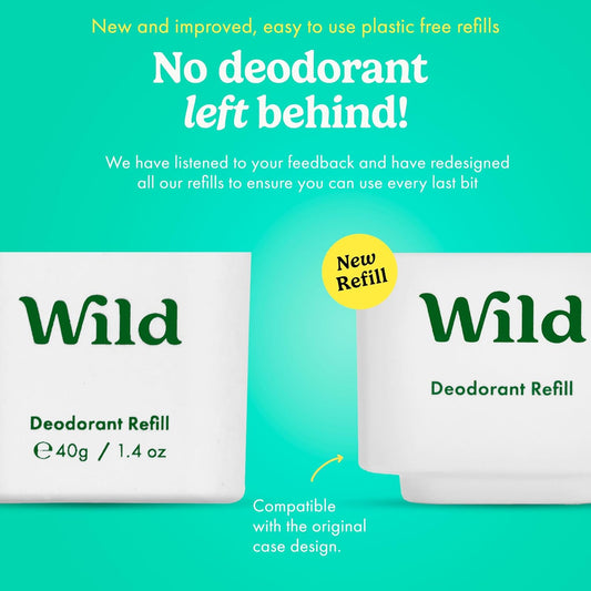 Wild - Natural Refillable Deodorant - Fresh Cotton & Sea Salt Refill Trio Pack - Vegan & Eco-Friendly - Aluminium Free - Long Lasting Protection - Natural Ingredients - 3 Pack Of 40G Refills