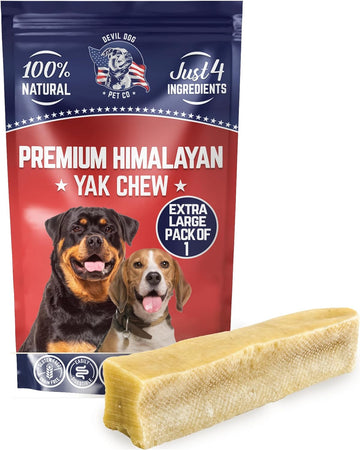 Devil Dog Pet Co. Himalayan Yak Chews – Extra Large 1 Pack, Yak Cheese Dog Chews, 100% Natural & Healthy, Odor Free, Long Lasting, Yak Chew Treats – Premium Yak Milk Dog Chew, Yak Bones for Dogs