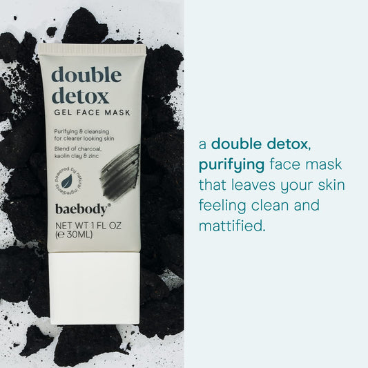 Baebody Double Detox Mud Mask Charcoal Pore Mask, Purifying Charcoal Face Mask, Women/Mens Blackhead Remover Mask, Acne Face Mask, Pore Cleansing Mask