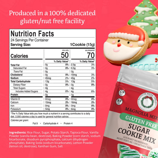 Magnolia Mixes - Holiday Sugar Cookie Mix - Premium Gluten-Free Baking Mix for Delicious 'Roll Out – Cut Out' Cookies - Moist & Light - Nut-Free, Dairy-Free, Soy-Free - 14oz Each (2-Pack)