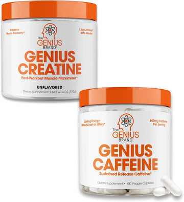 Genius Peak Performance Stack - Extended-Release Caffeine & Micronized Creatine - Sustained Energy & Muscle Building Support With Cognitive Enhancements