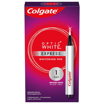 Colgate Optic White Express Teeth Whitening Pen With 35 Treatments, Enamel Safe, Designed For No Tooth Sensitivity, 0.08 Oz