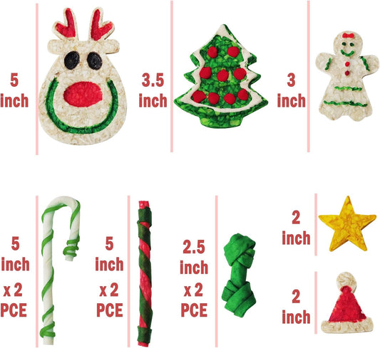 Mon2Sun 11Count Christmas Dog Rawhide Stocking For Small Dogs Holiday