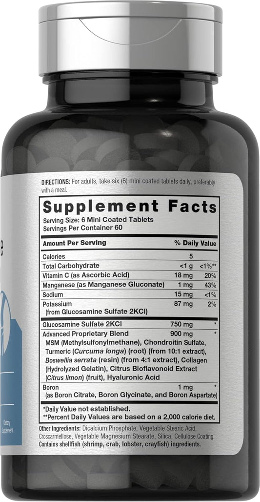 Horbäach Glucosamine Chondroitin Msm Turmeric | 360 Mini Coated Tablets | Advanced Glucosamine Formula | Non-Gmo And Gluten Free Supplement