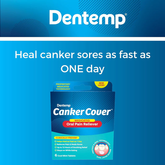 Dentemp Canker Cover - Canker Sore Medicine Pain Reliever (3pack) - Canker Sore Treatment to Relieve Canker Pain, Mouth Sores & Mouth Irritation - Fast Acting Canker Sore Relief Tablets for Adults