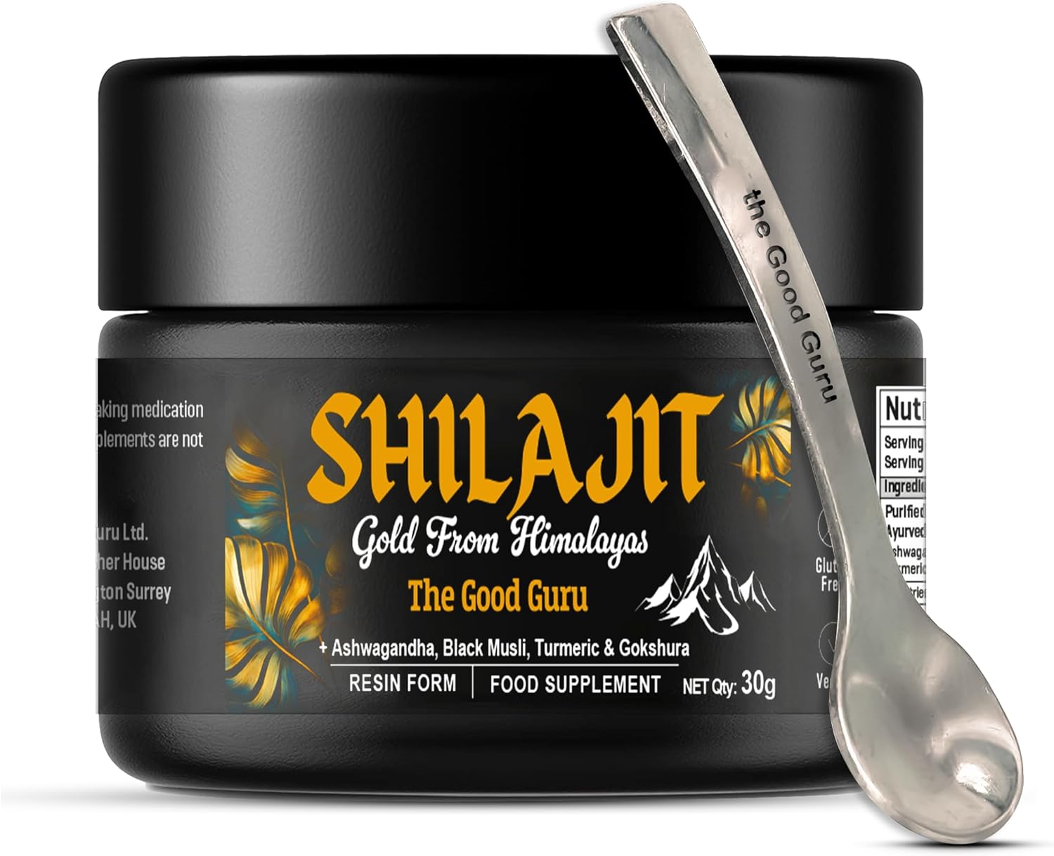 The Good Guru Shilajit 30g | 500 mg -with Ashwagandha, Black Musli, Turmeric & Gokshura - Original Gold from Himalayan Shilajit |100% Pure Resin Shilajit Shilajit | Vegan-Friendly Gold Shilajit : Amazon.co.uk: Health & Personal Care