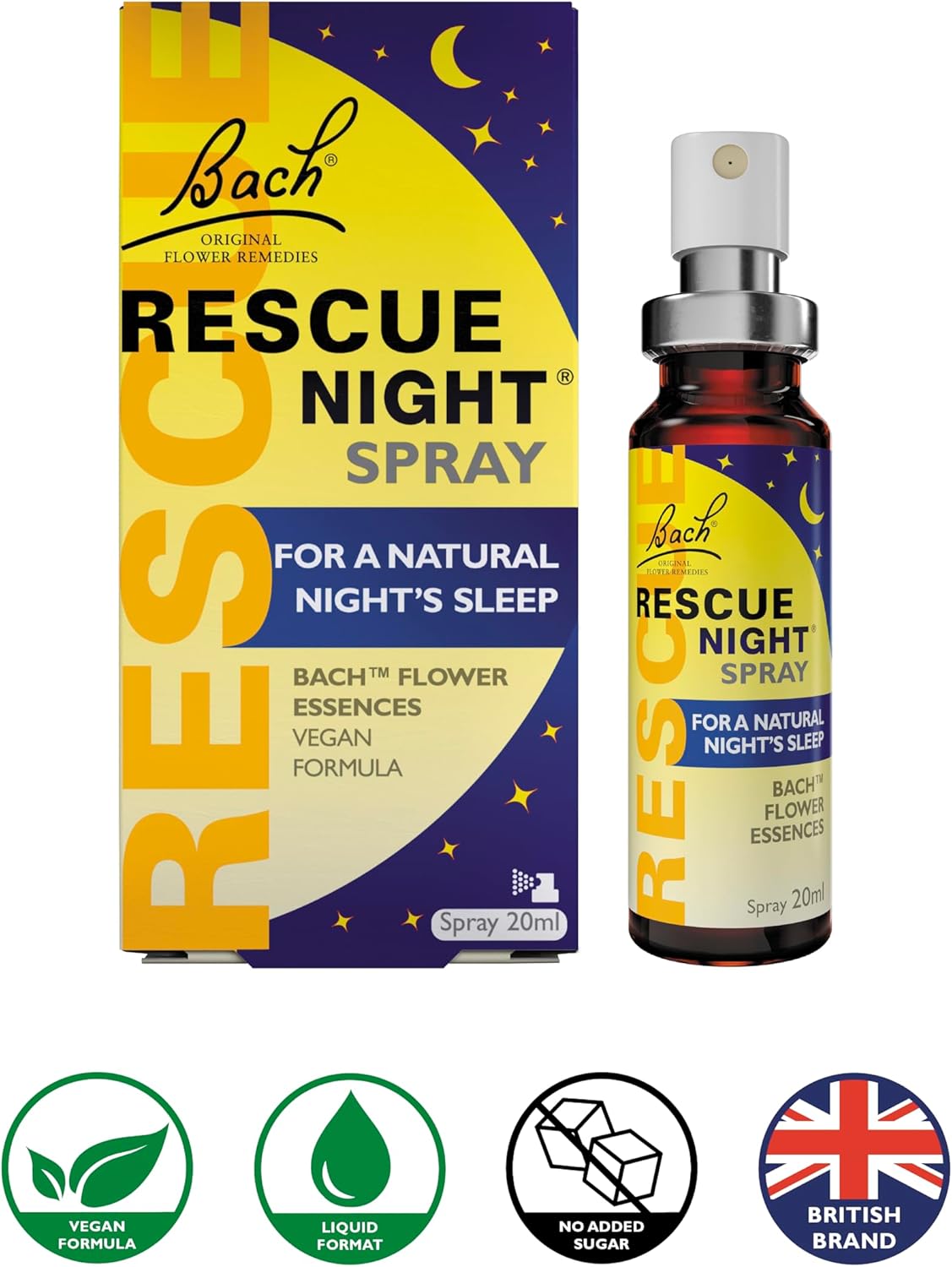 Rescue Night Spray (20ml), for A Natural Night's Sleep, Natural Flower Essences, Helps Switch Off from Repetitive Thoughts, Disconnect from Distractions, Night Support, Aid a Restful Night : Amazon.co.uk: Health & Personal Care